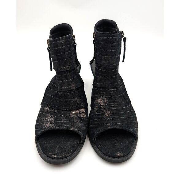 David Tate Sideview Block Heel Sandal Women's Black Metallic Size US9N EU39.5 - Picture 2 of 12